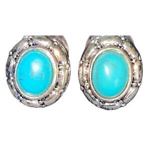 ROMAN Vintage 80’s Turquoise Cabochon Oval Earrings